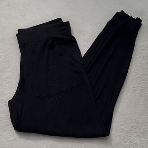 Express Ribbed Jogger Pants Womens Small Mid-Rise Black Lounge Casual Preppy